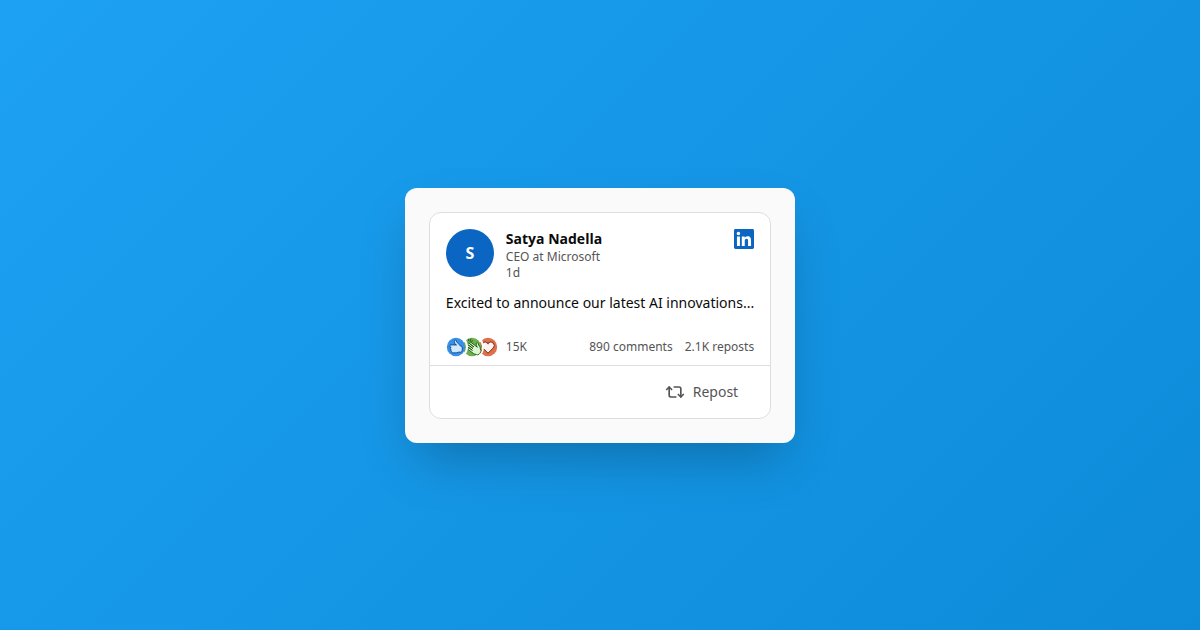 LinkedIn Post shadcn/ui block for ChatGPT Apps | Manifest UI